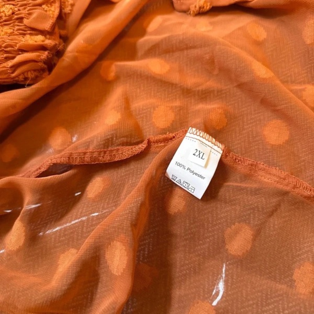 Lightweight Orange Sheer Textured Women's Top - Picture 4 of 4